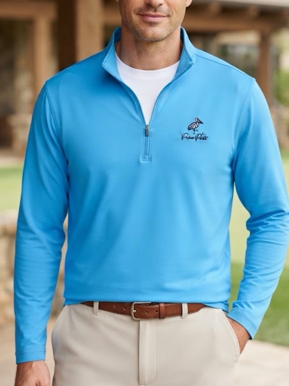 Bermuda Sands Pelican Pointe Golf 1/4 Zip Pullover Blue NWT Large